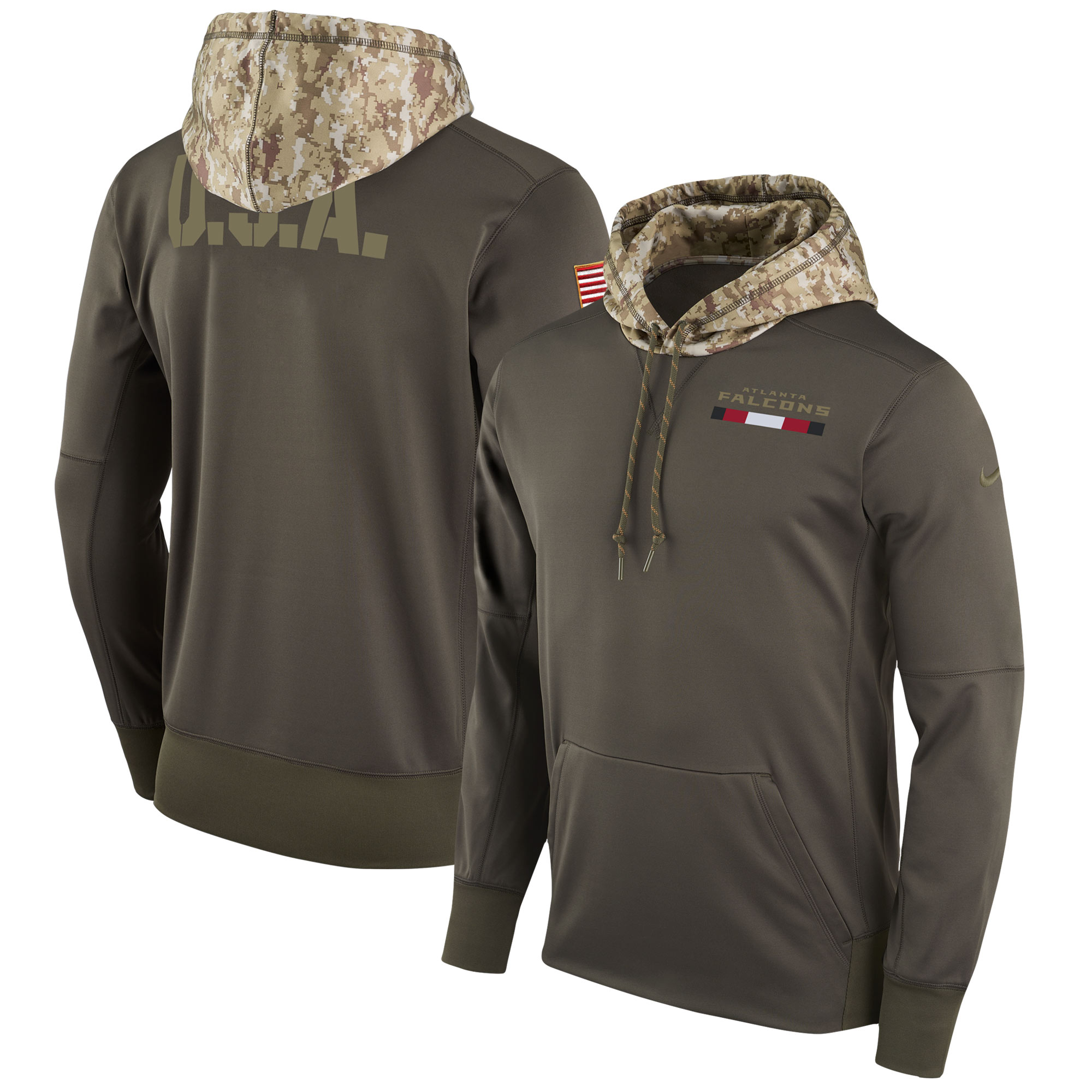 Men NFL Atlanta Falcons Nike Olive Salute To Service Hoodie Green